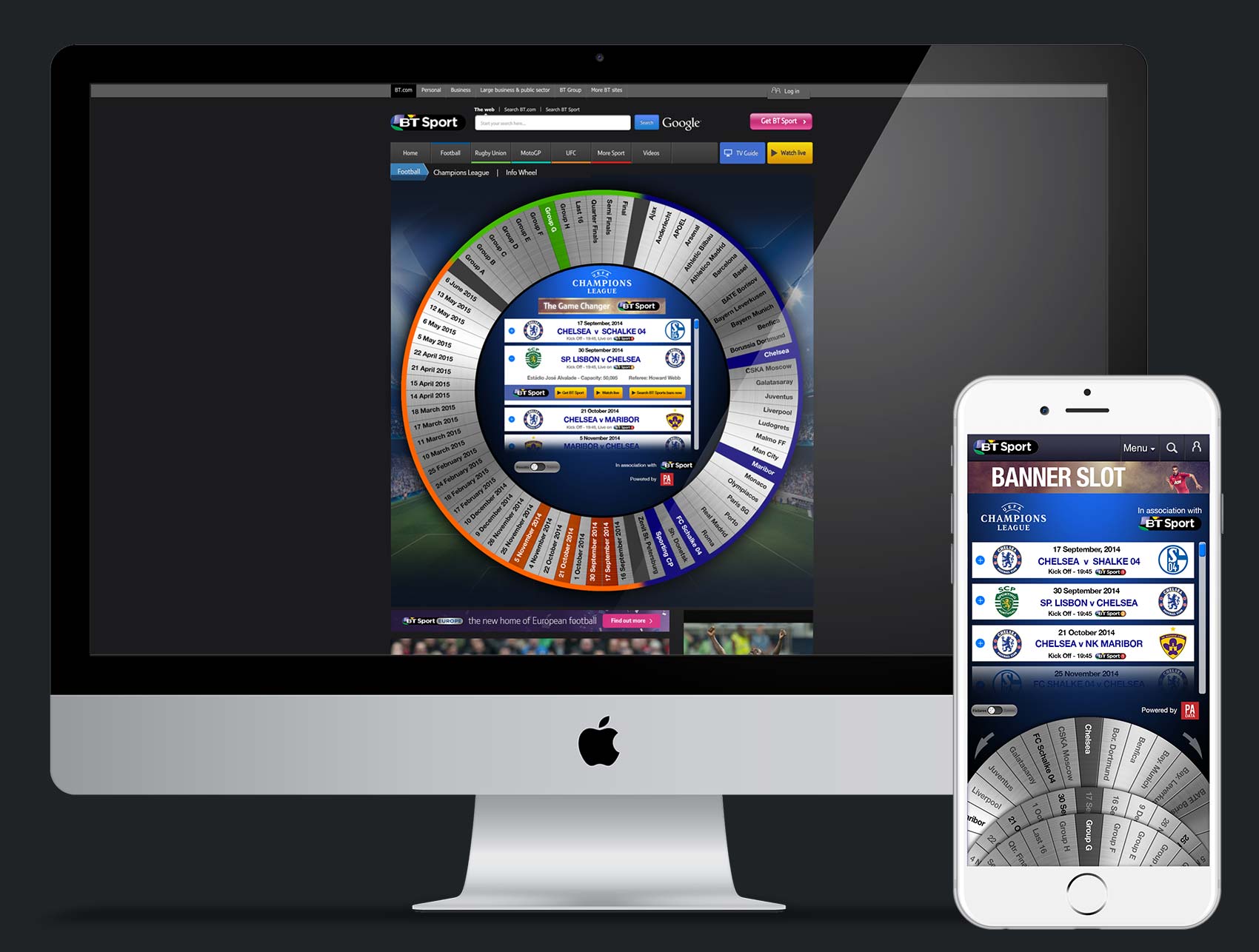 Fixture Wheel. A concept which was made to pitch. An interactive digital product which serves as an easy way to "Scan" fixtures for events such as the World Cup or Olympics