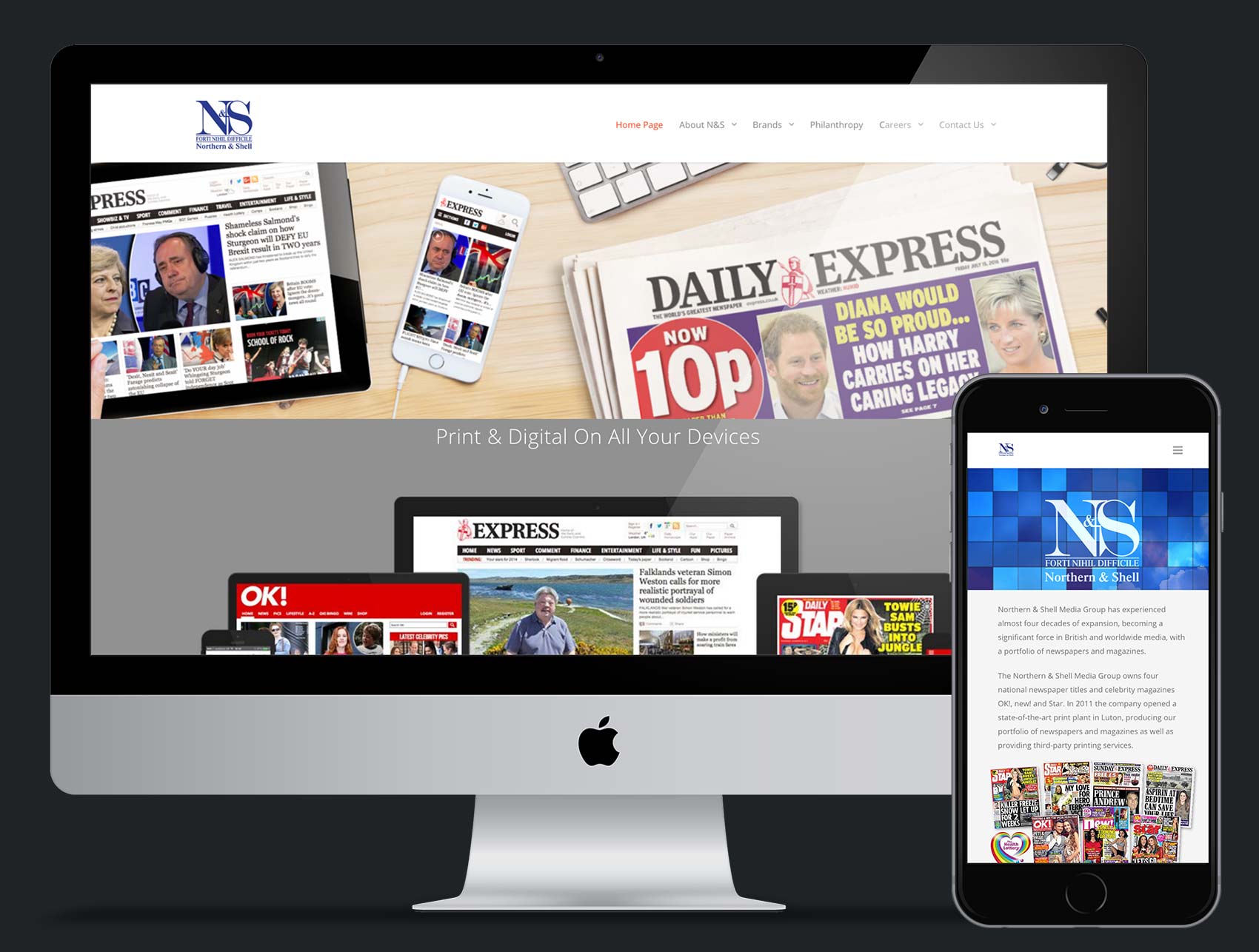 Northern & Shell website design and build using Wordpress platform