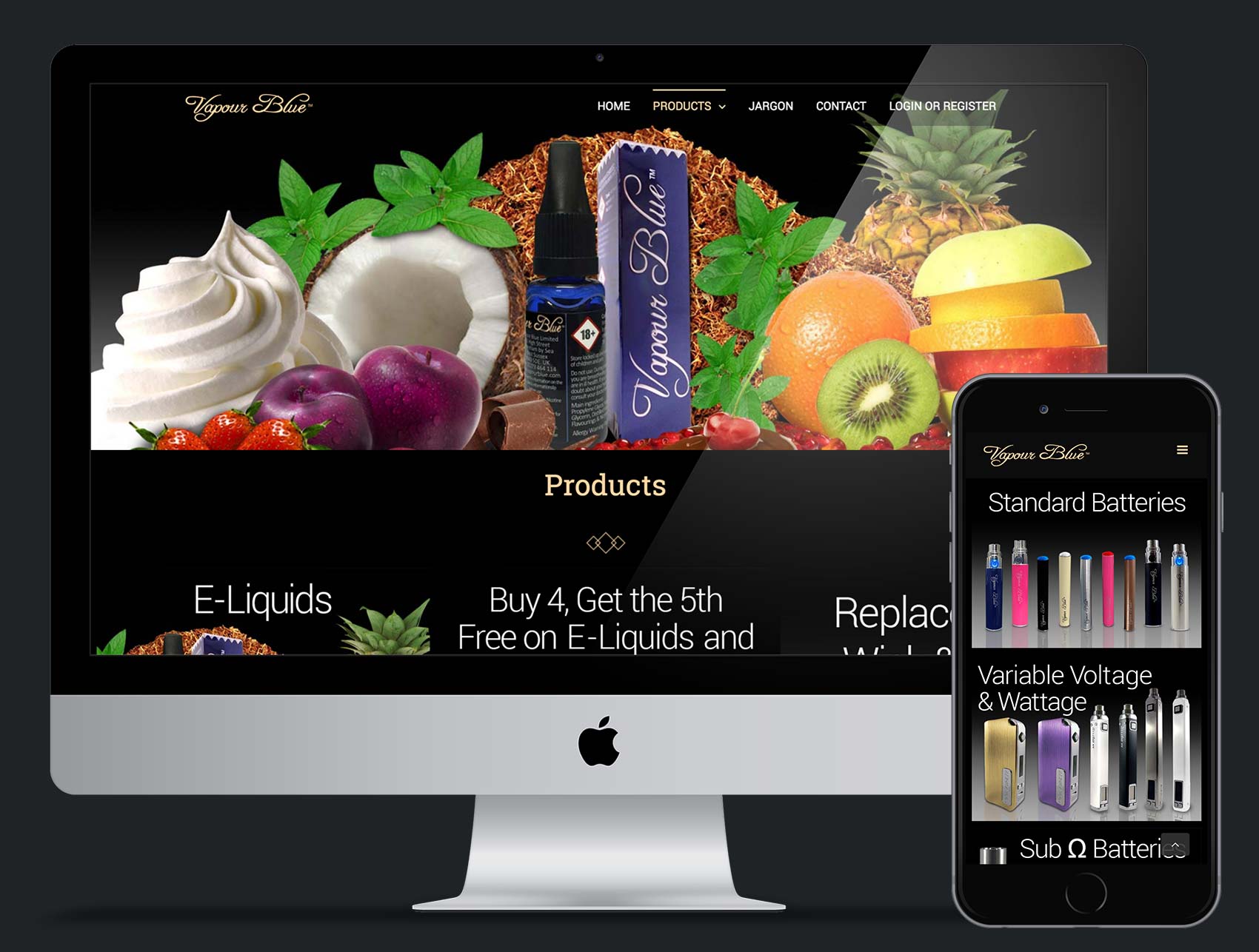 Vapour Blue: E-commerce website design and build
