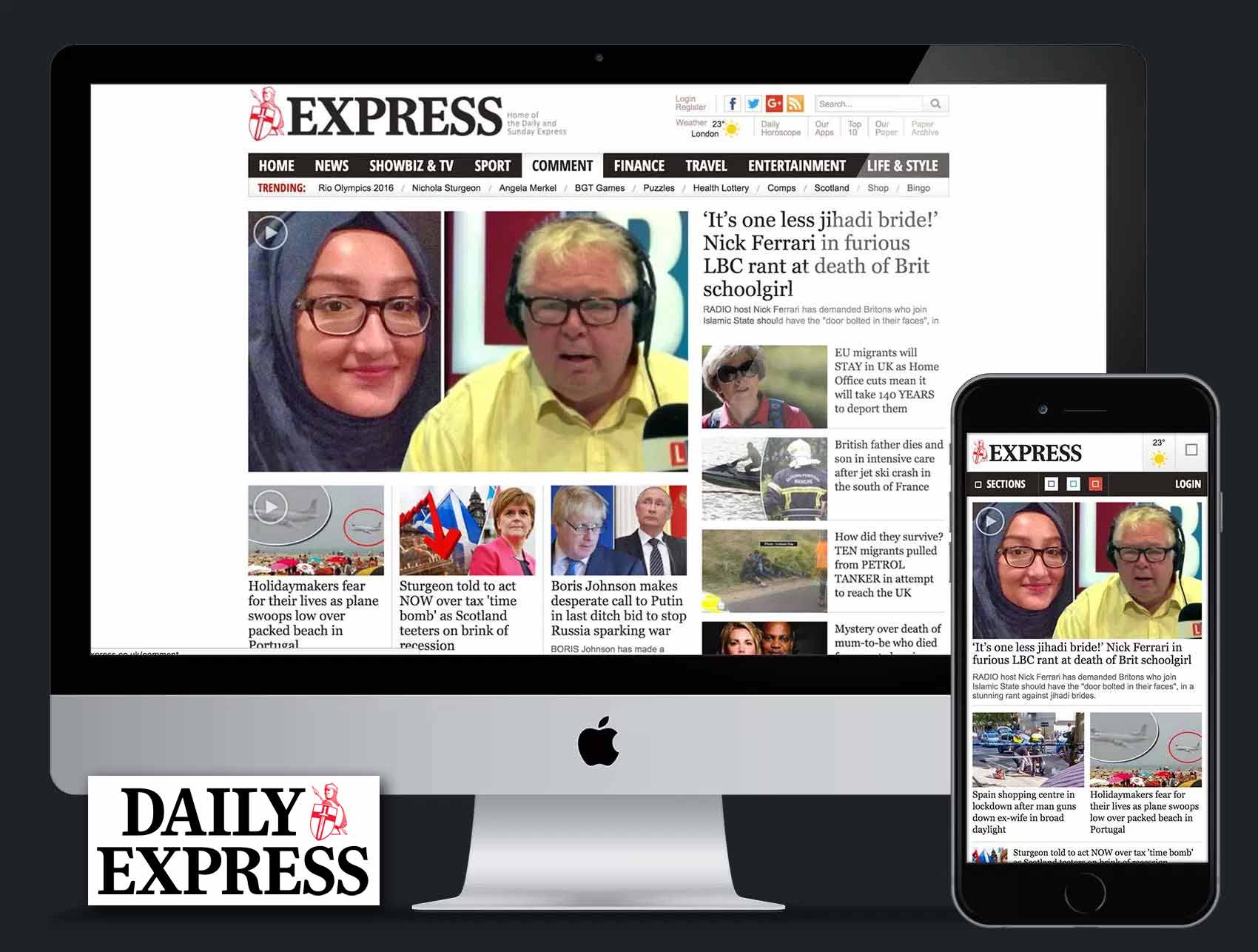 Daily Express website redesign, UX and UI